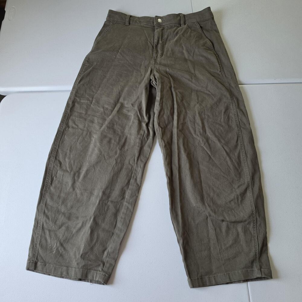 Everlane Pants Womens 12R Green Barrel Leg Organic Cotton Twill Khakis Casual